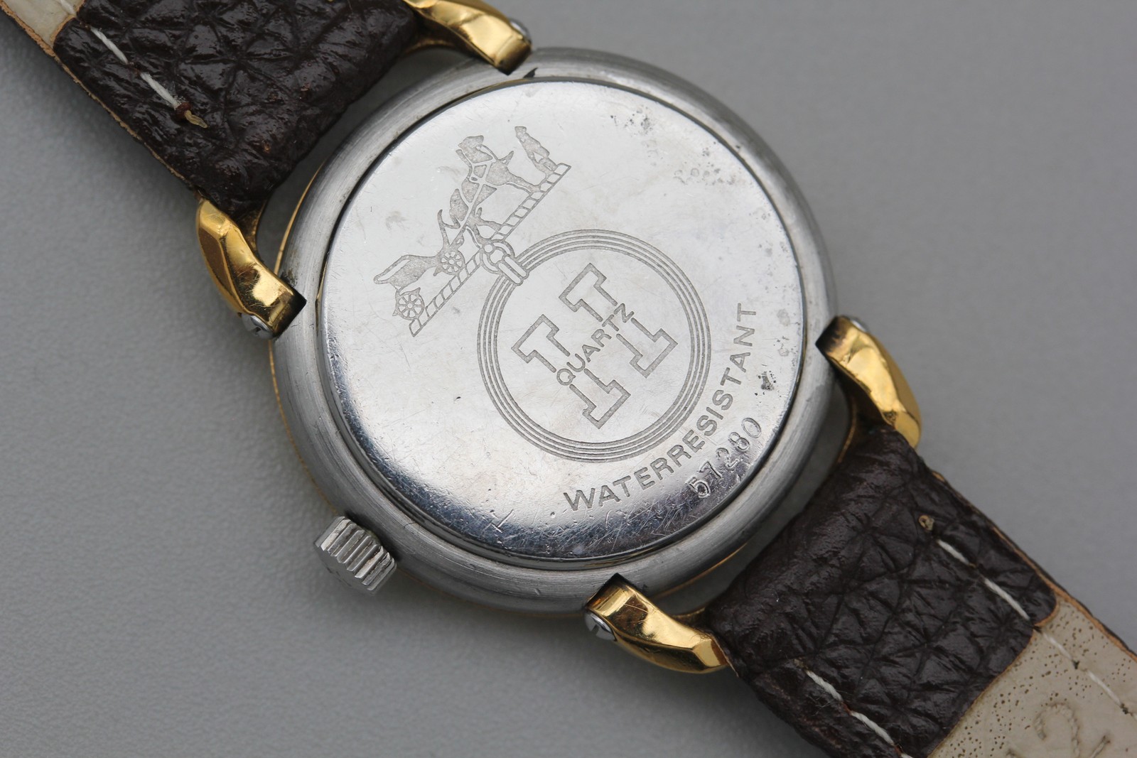 Serviced【Near MINT / Box】HERMES Pullman 24mm Gold Dial Quartz Date Women’s Watch