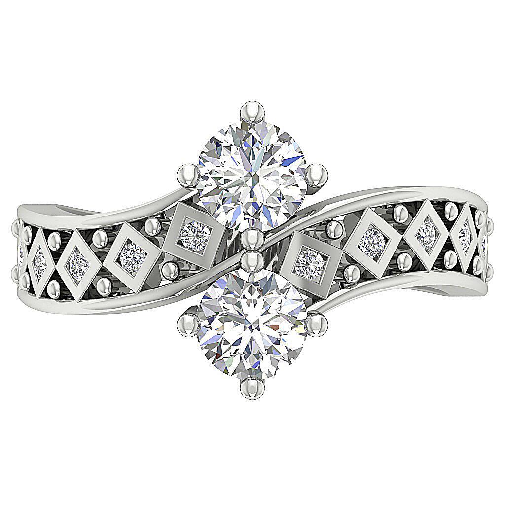 Designer Forever Us Two Stone Ring Round Diamond I1 G 1.15 Ct 14k Solid Gold