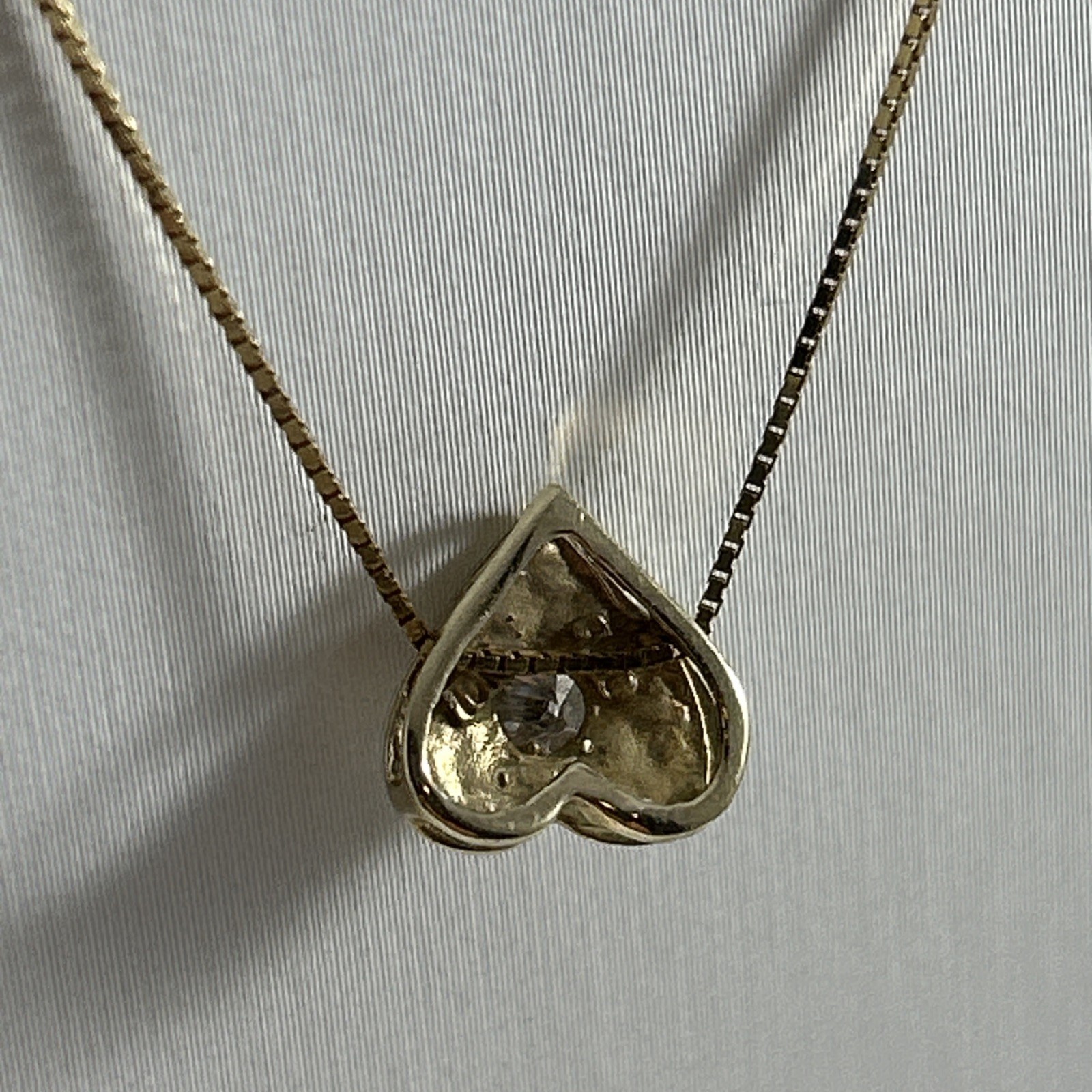Unoaerre 10k Gold Box Chain Necklace With Diamond Heart Pendant