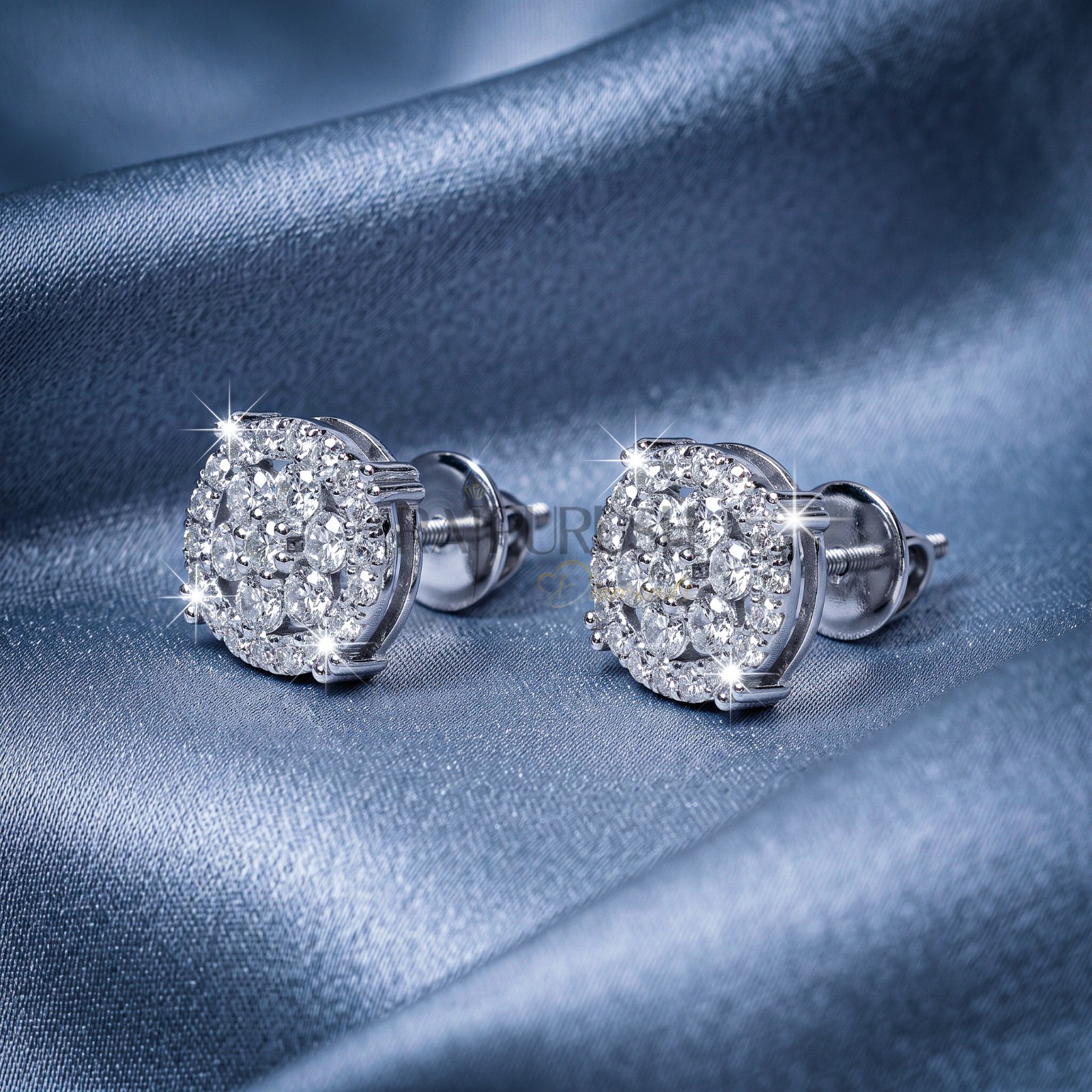 Minimalist Moissanite Cluster Stud Earrings – 14K Gold/Rose Gold Plated Silver