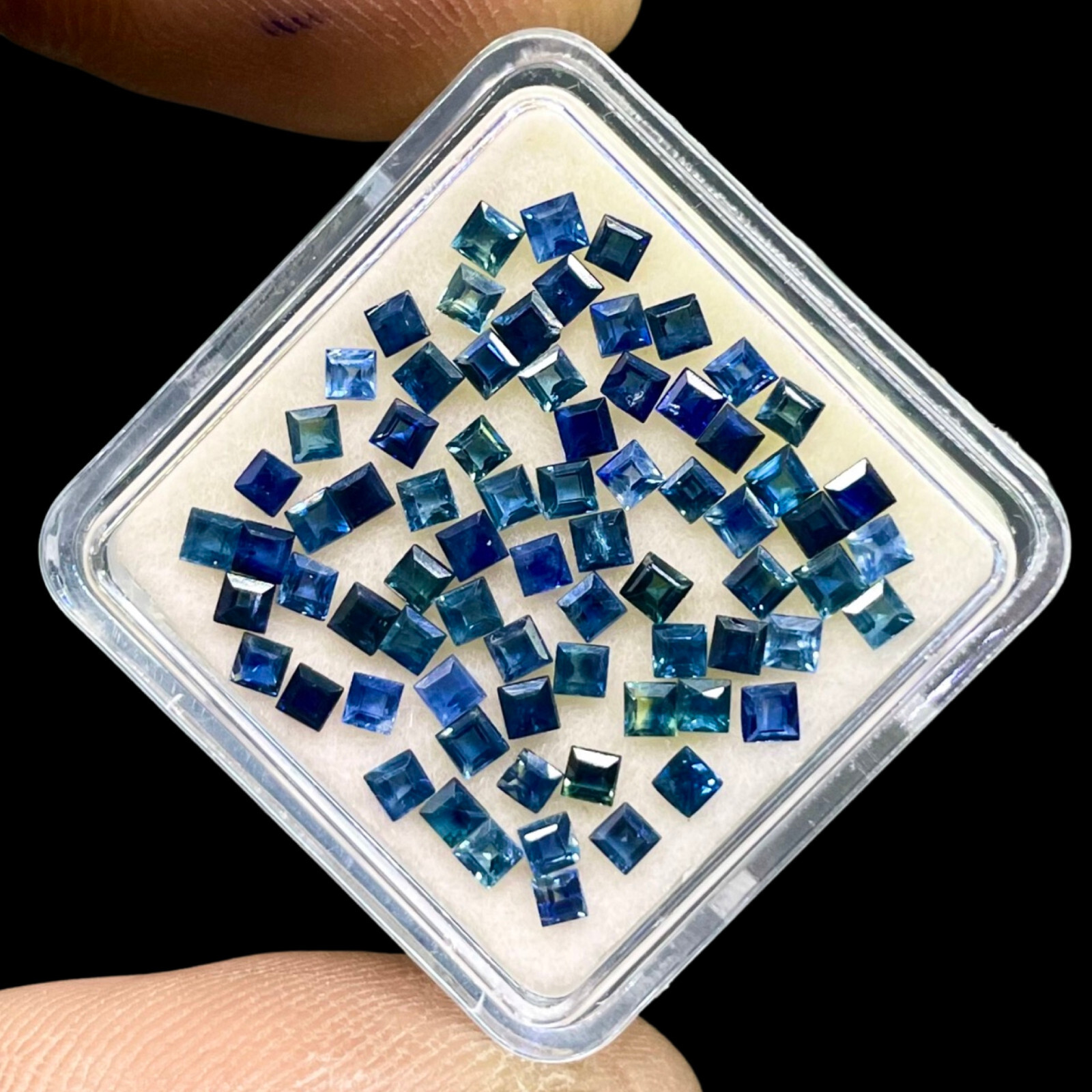 50 Pcs Natural Blue Sapphire 1.7mm Square Cut Loose Gemstones Lot Sri Lanka