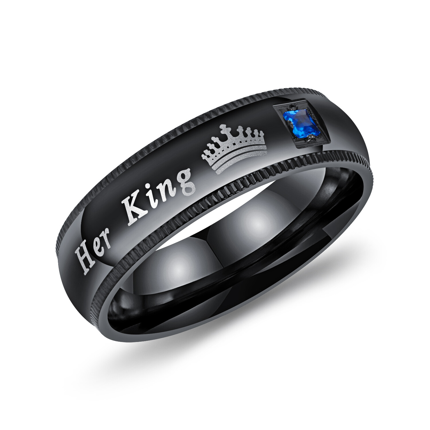 2pc Couple His Queen&Her King Rings Stainless Steel CZ Band Valentine’s Day Gift