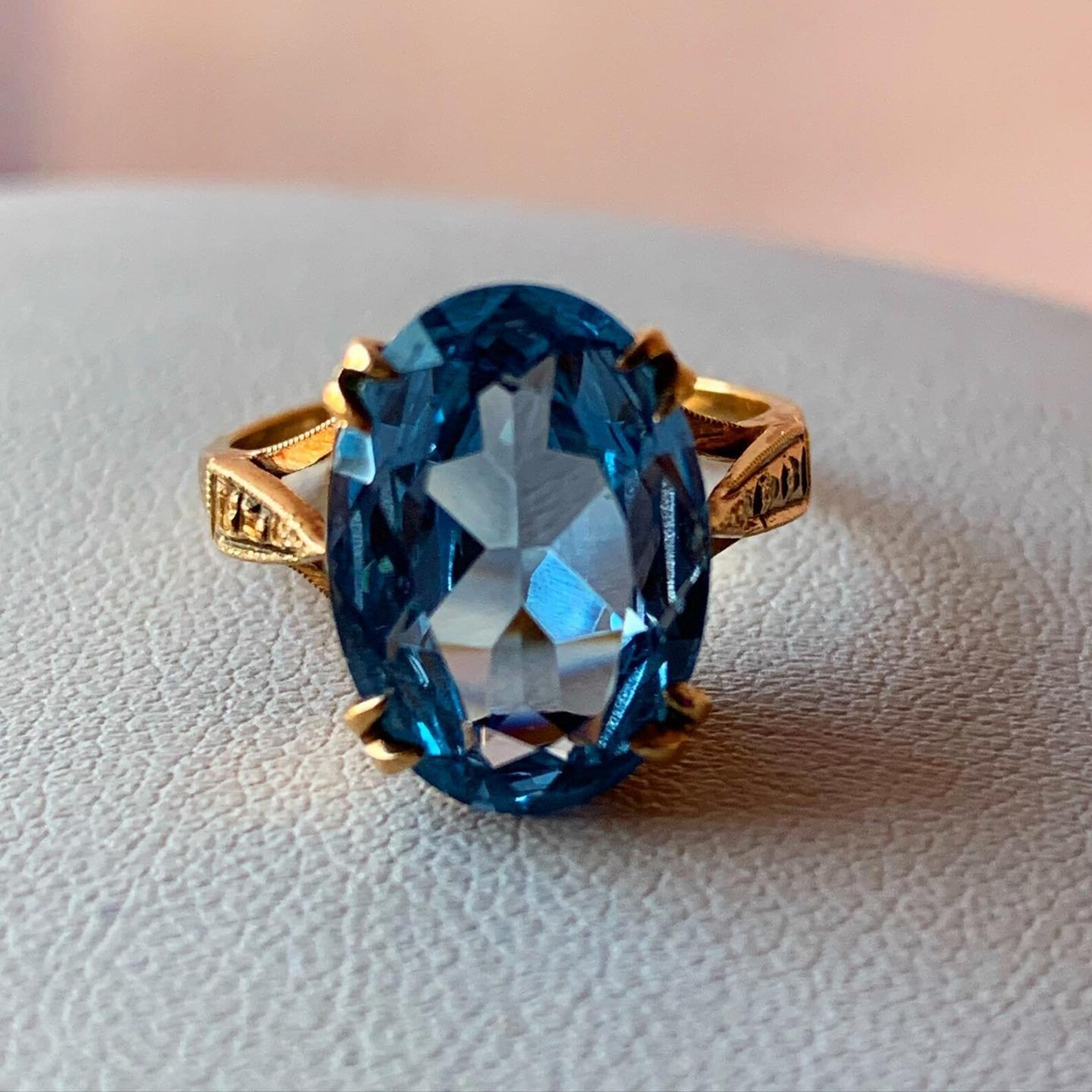 Oval Cut Blue Spinel Ring 925 Sterling Silver Unique Spinel Ring.