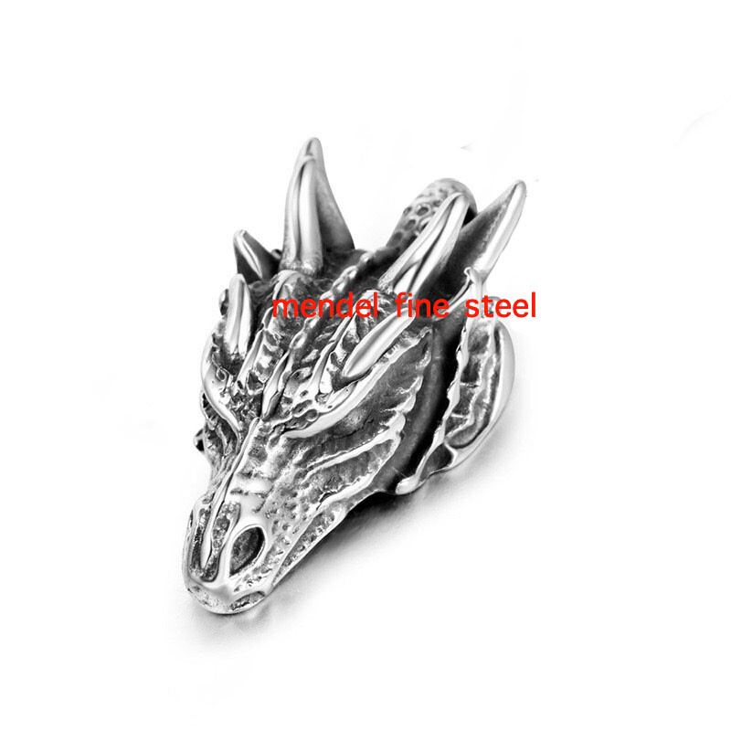 MENDEL Men’s Dragon Head Pendant Necklace Stainless Steel With Chain For Men