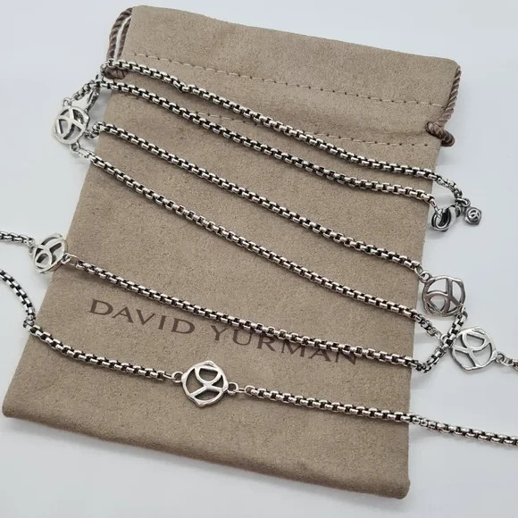 David Yurman Logo Station Necklace in Sterling
