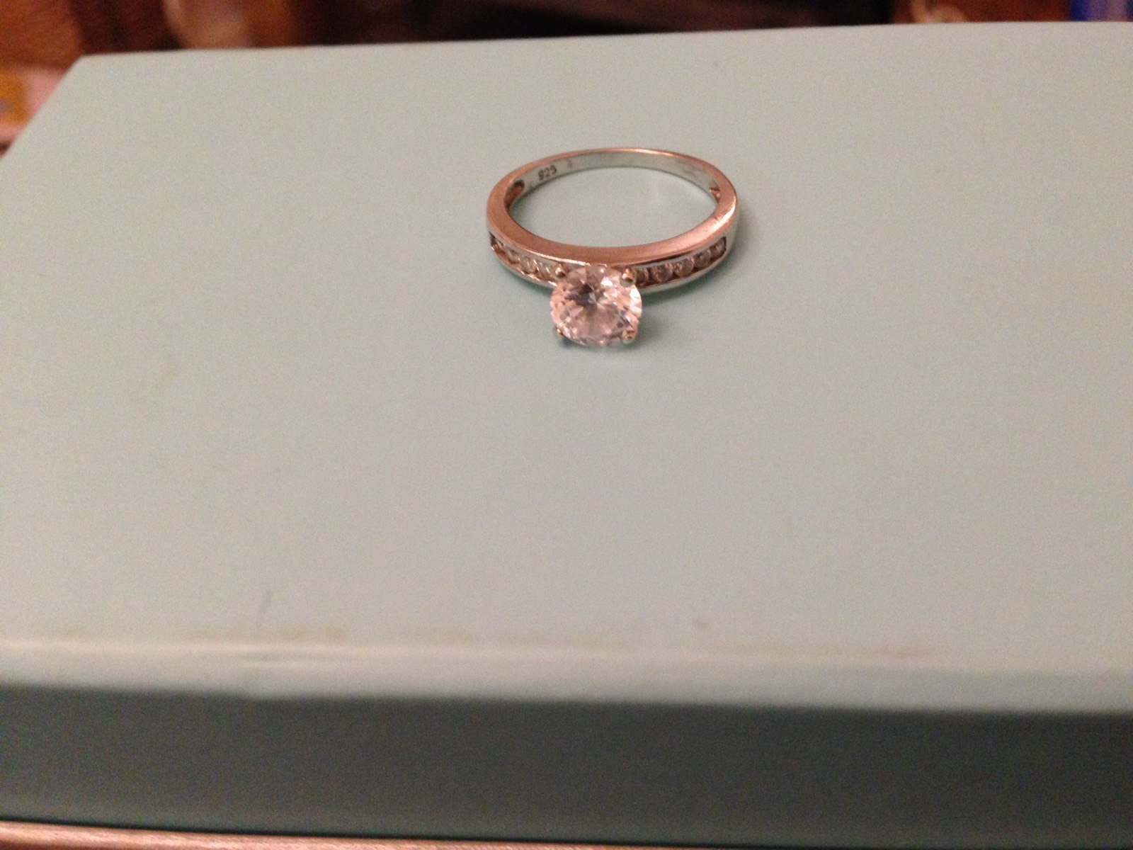 Lovely Solid Sterling Silver And Zicron Solitaire Ring 925 N
