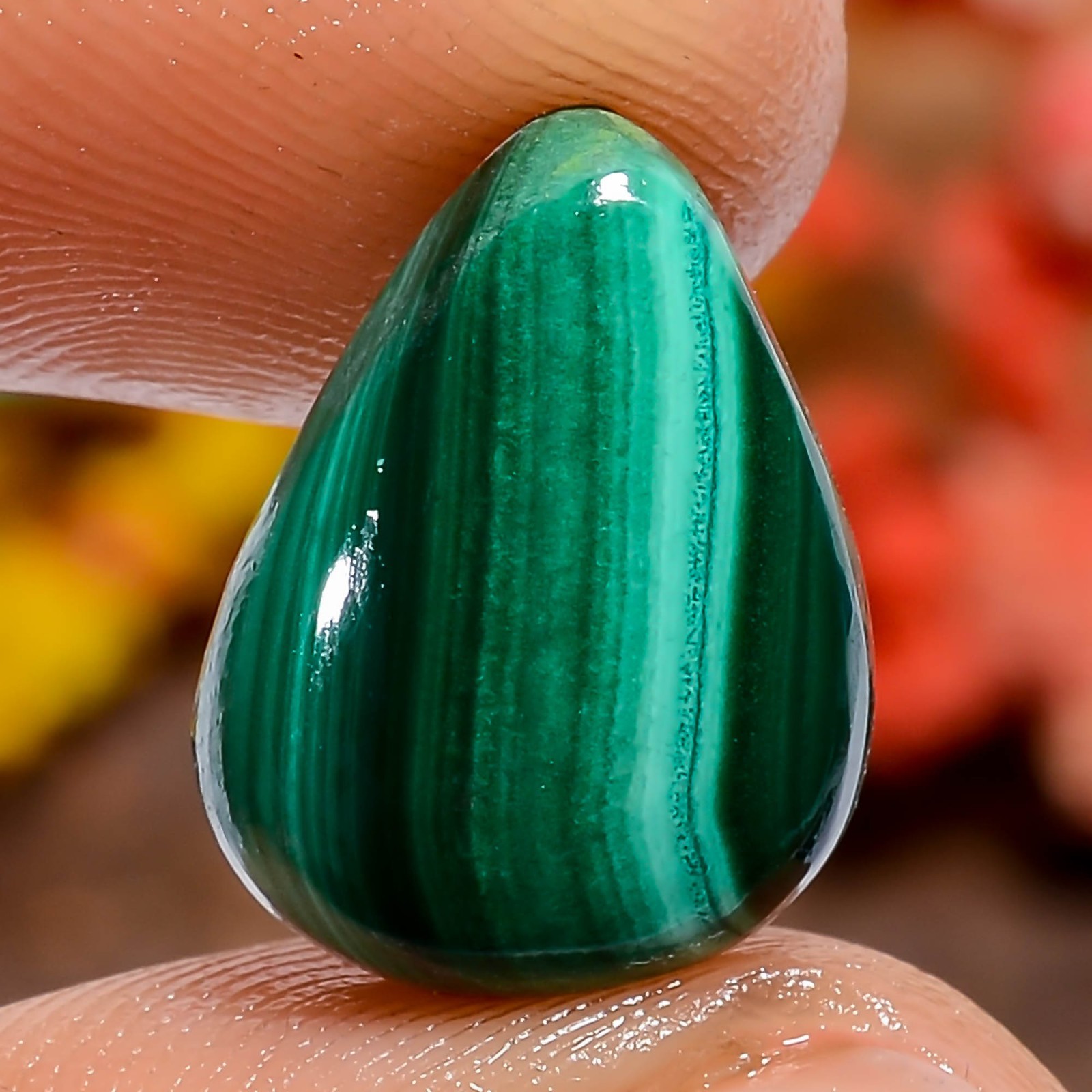Natural Malachite Pear 11Ct Green 15X11X4mm Stone Silversmith Loose Gemstone