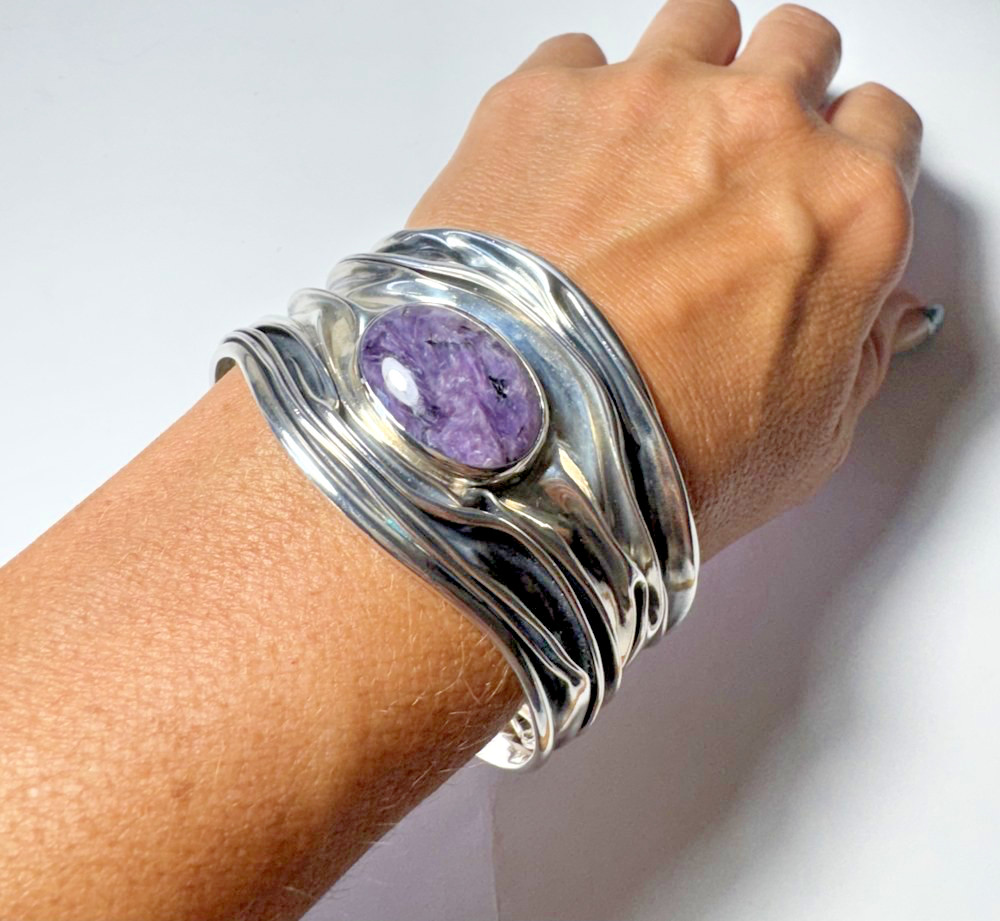 Dominique Dinouart DDD Sterling Silver Charoite Bracelet Ring Set 925 Mexico Mod