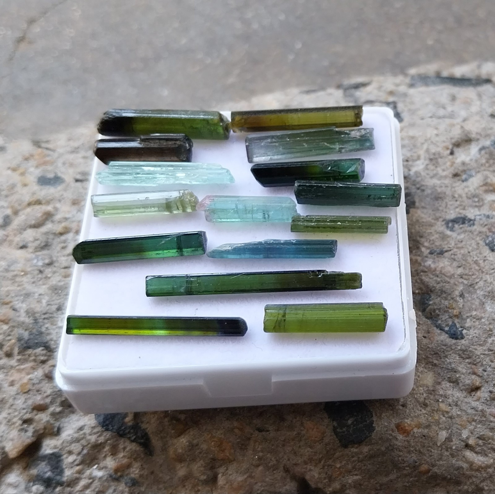 38 Carat 15 to 30 MM Natural Multi Tourmaline Raw Rough Pencil 15 Piece Lot