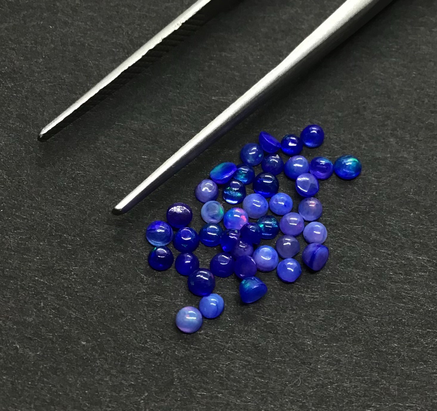 Natural Ethiopian Blue Opal Fire Round Flat Back AAA Loose Gemstone For Jewelry