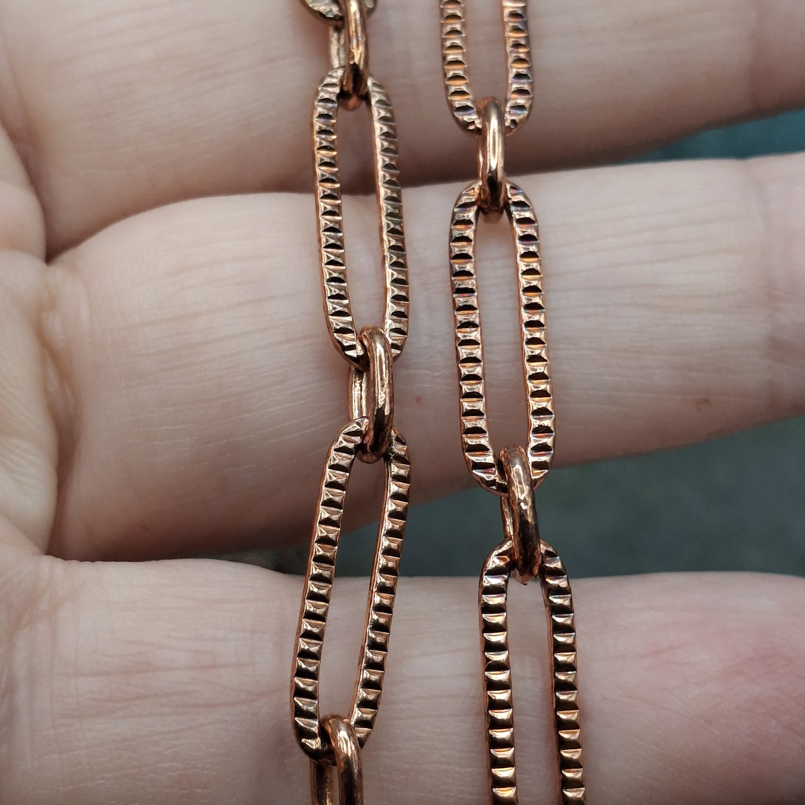 Aurora Opal Solid Copper Paperclip Chain Necklace Boho Southwestern 18-20in