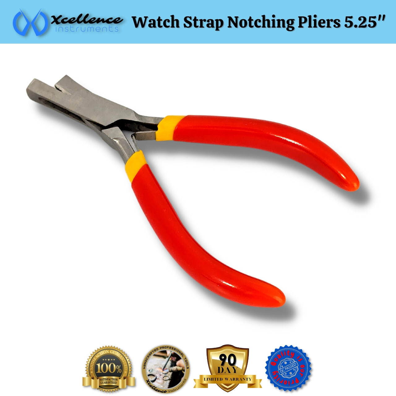 Xcellence Leather & Rubber Watch Strap Notching Pliers Repair Tools 5.25″ Red