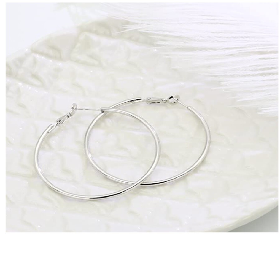 Real 925 Sterling Silver Tarnish/Nickle-Free Tubular Hoop Earrings, Many Size T5