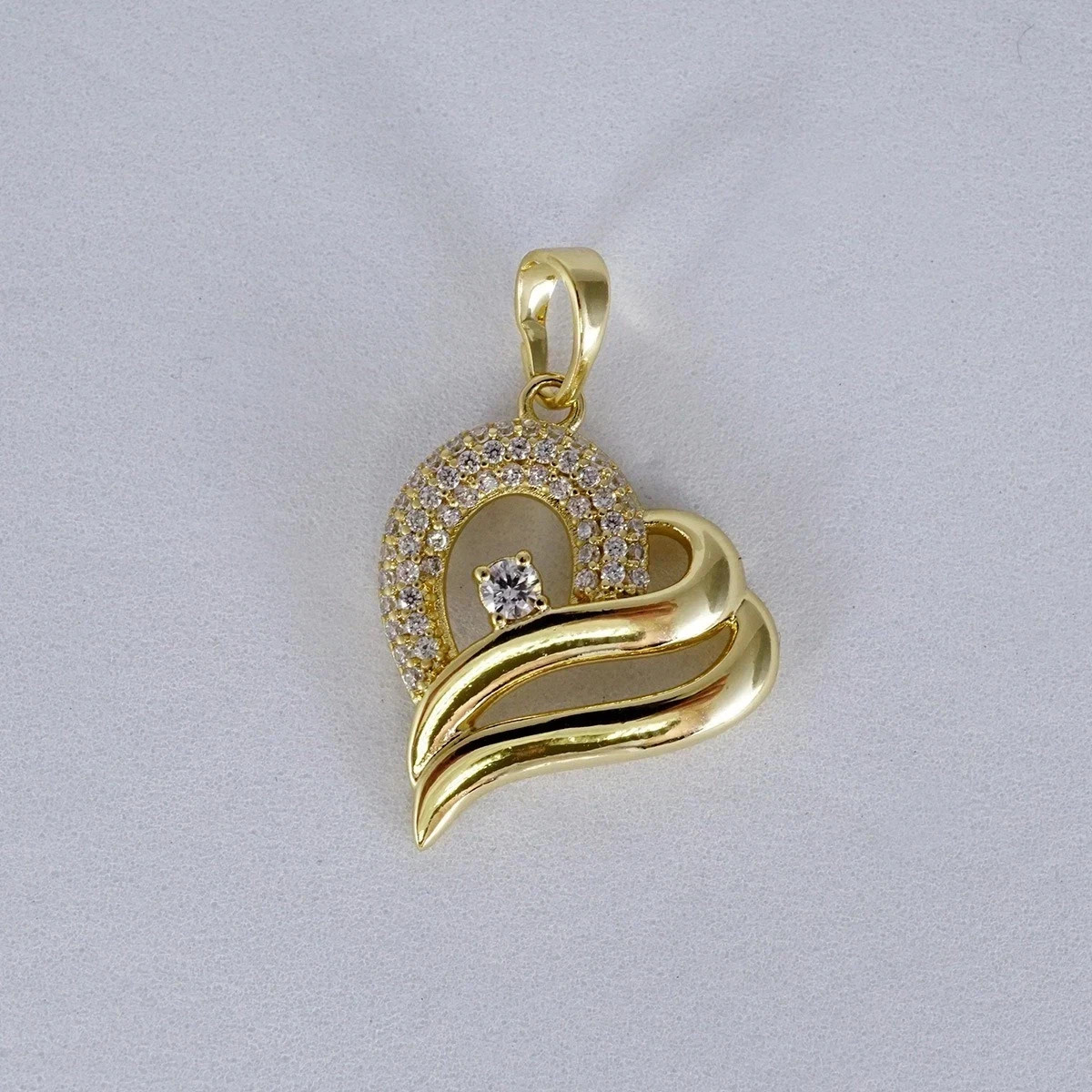1Ct Round Cut Real Moissanite Women’s Heart Pendant 14K Yellow Gold Plated