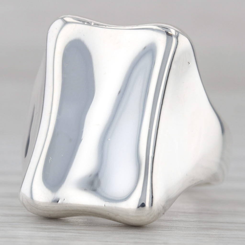 Concave Contoured Statement Ring Sterling Silver Size 9
