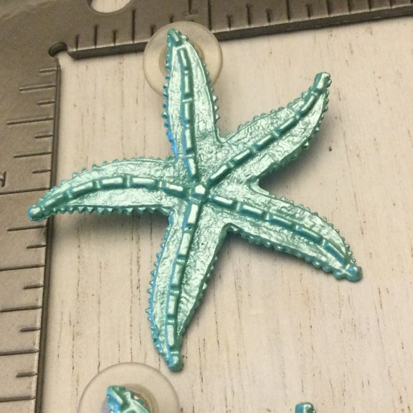 Vintage Estate Shimmer Aqua Color Starfish Shaped Pierced Earrings