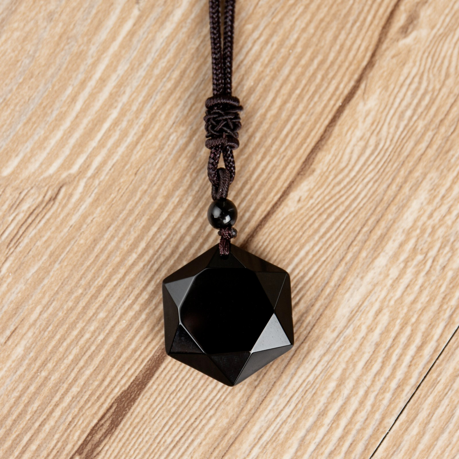 Hexagonal Obsidian Point Pendant Amulet Protection Healing Man Woman Necklace