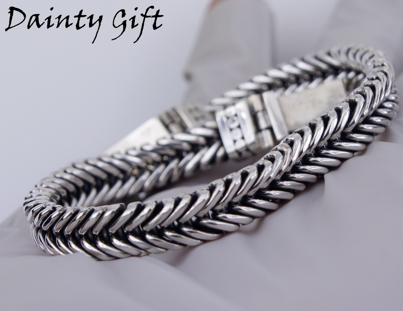 Women Men 925 Sterling Silver 8 mm Braided Wheat Chain Hand Bracelet 8″ / 42 g