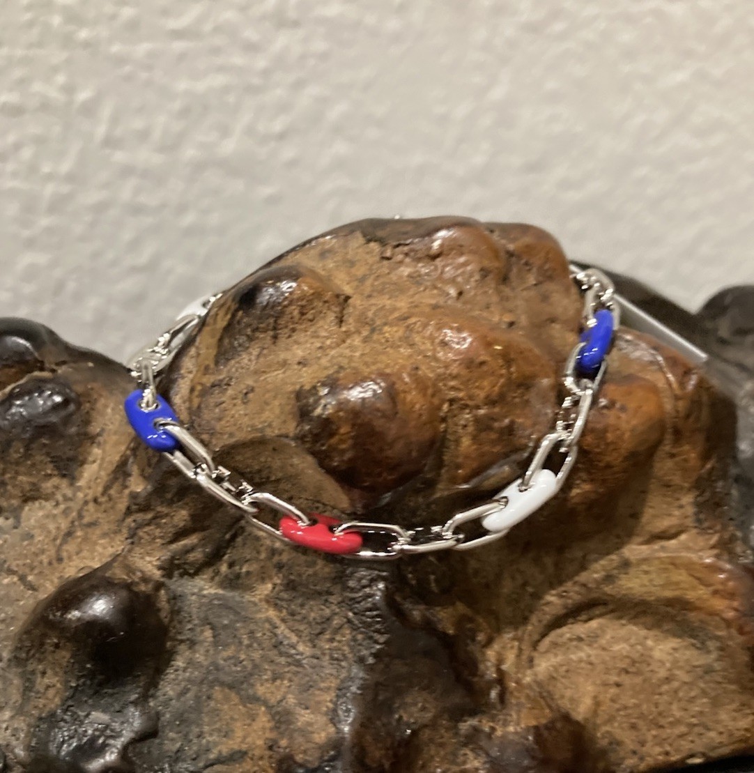 Kendra Scott Bailey Red White Blue Mix Silver Chain Bracelet NWT