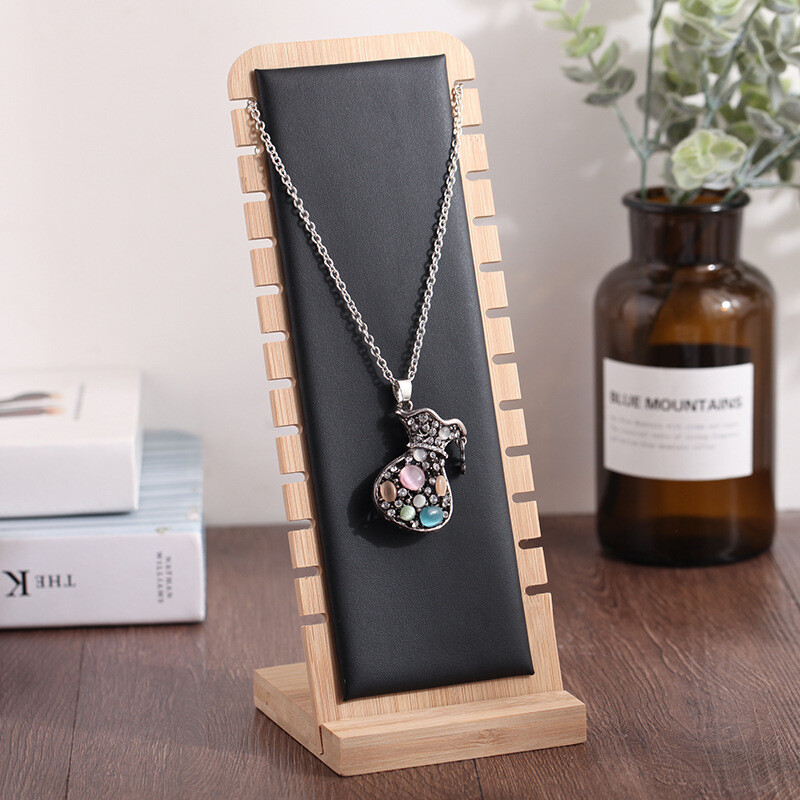 Bamboo Jewelry Organizer Necklace Display Stand Bracelets Pendant Storage Shelf