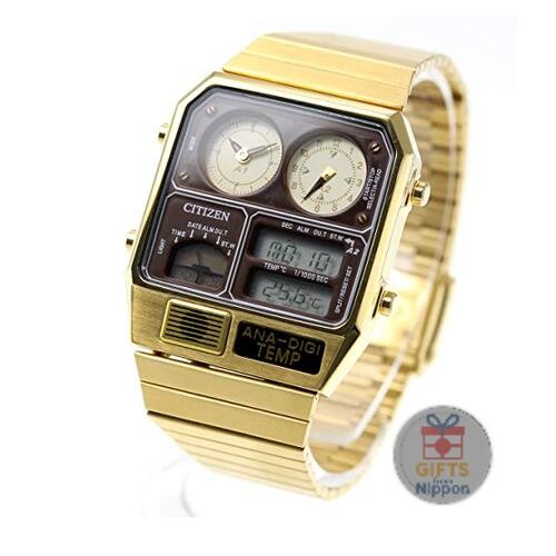 Citizen Ana-Digi Temp JG2103-72X Gold Watch Dual Time Chronograph New