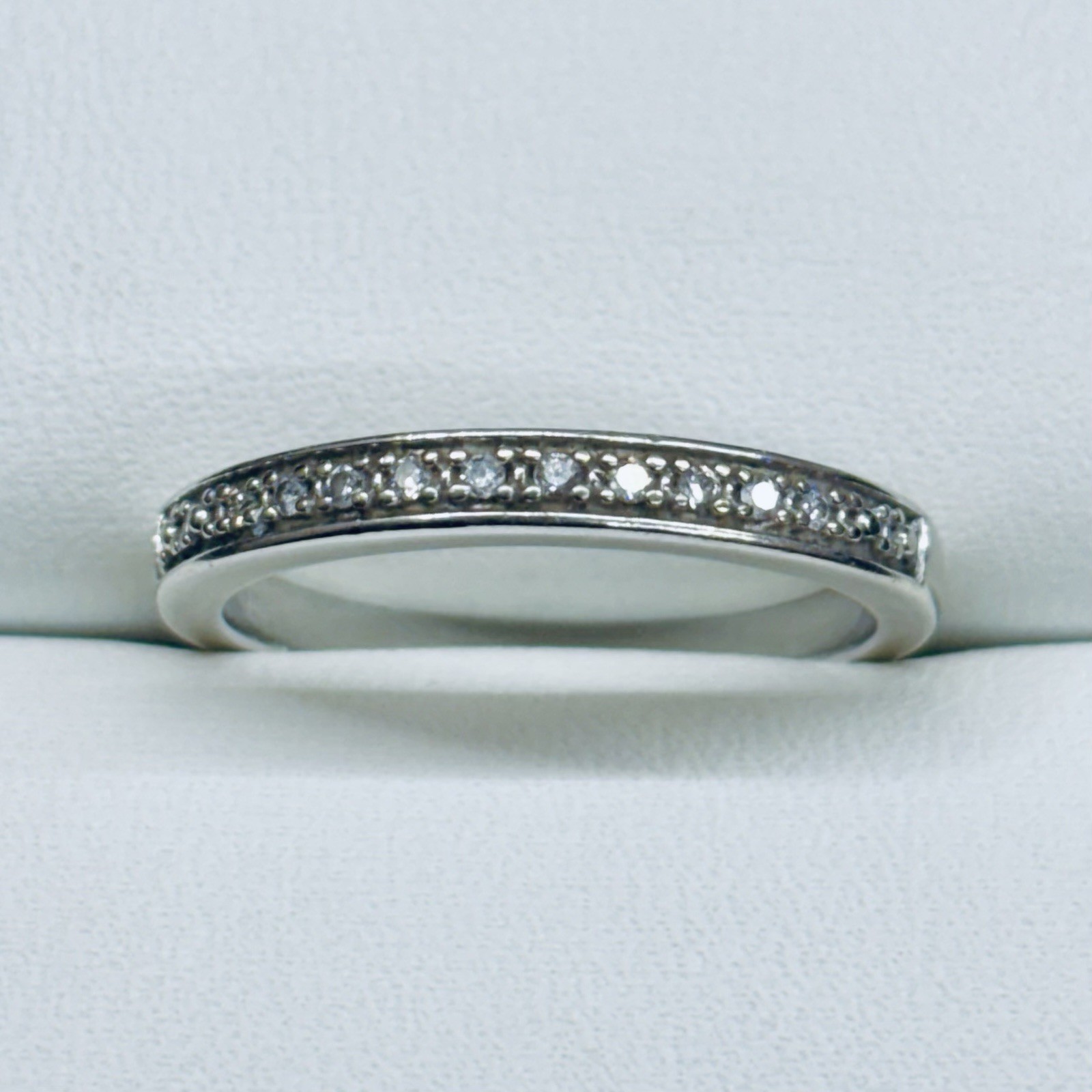 0.05 Ct 10k White Gold Natural Diamond Pave Engagement Wedding Ring Band Size 7