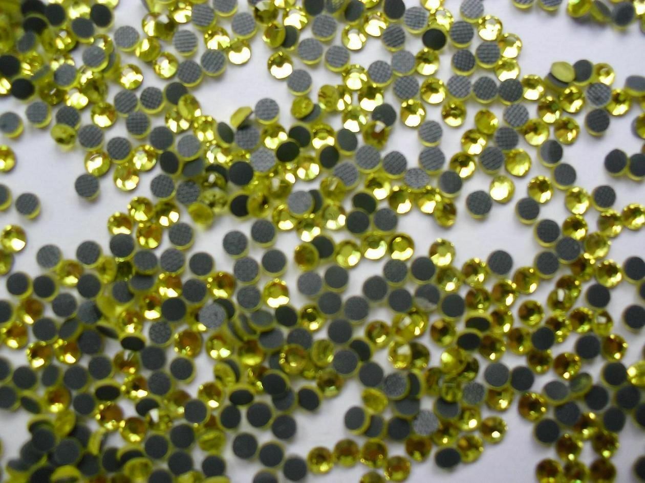 1440pcs HotFix Rhinestone Citrine FlatBack Iron-On Beads Charming Lemon ss10 3mm