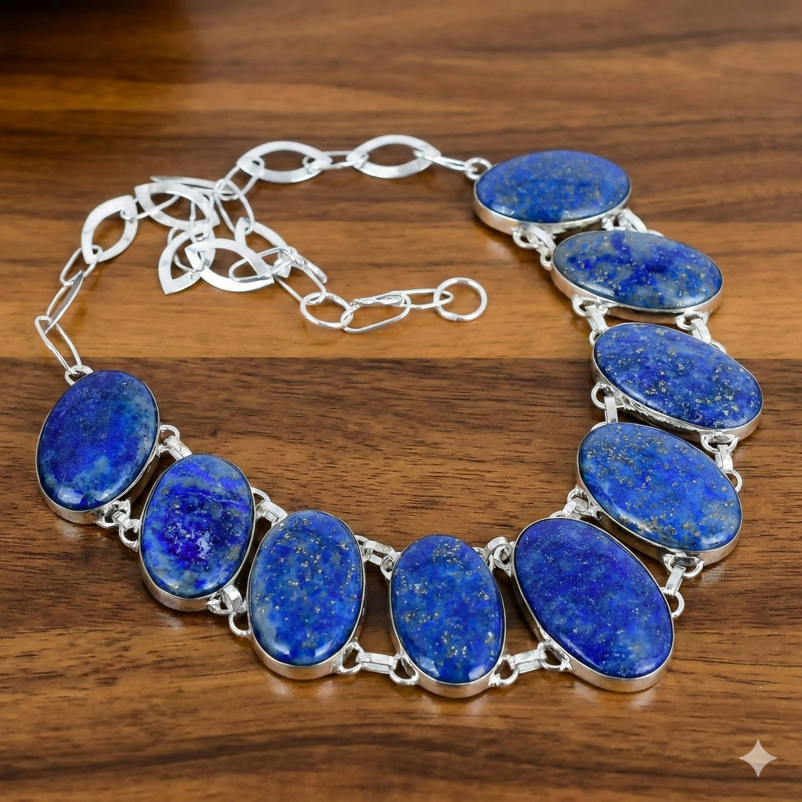 Lapis Lazuli Gemstone Necklace 925 Sterling Silver Designer Jewelry S-18″