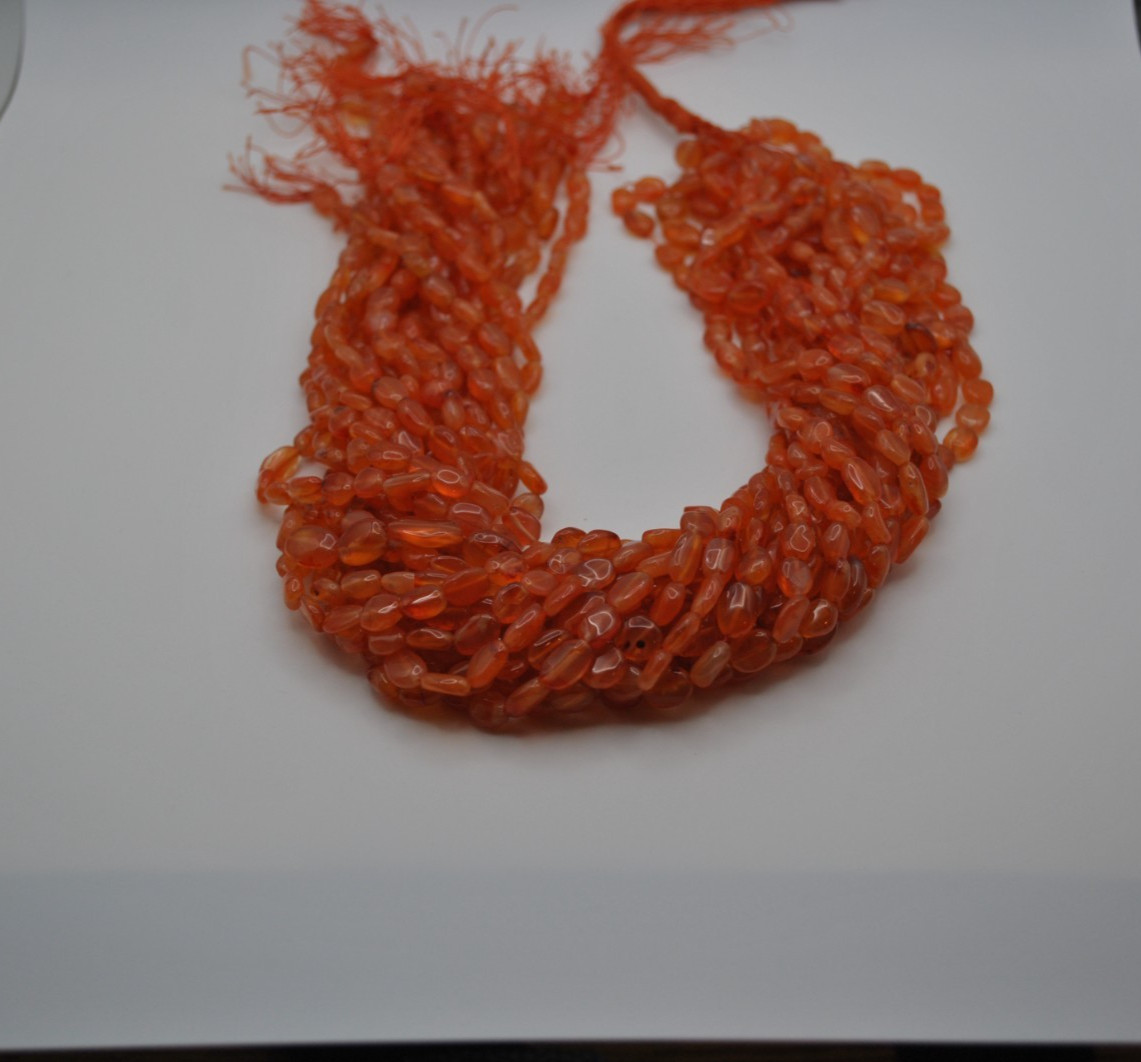 Carnelian Gemstone Strand Smooth Cut (No Clasp)