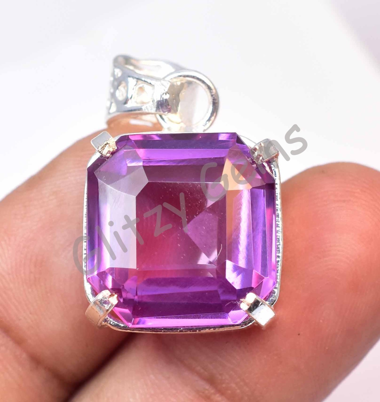 42.90 Ct Natural Boysenberry Sapphire 925 Sterling Silver Pendant Certified