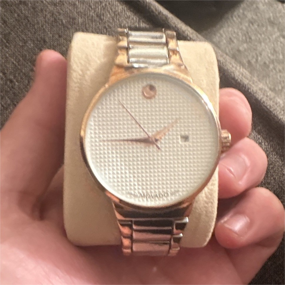 Movado Museum Women’s Rose Gold-Tone SS Bracelet Watch White Dial Quartz