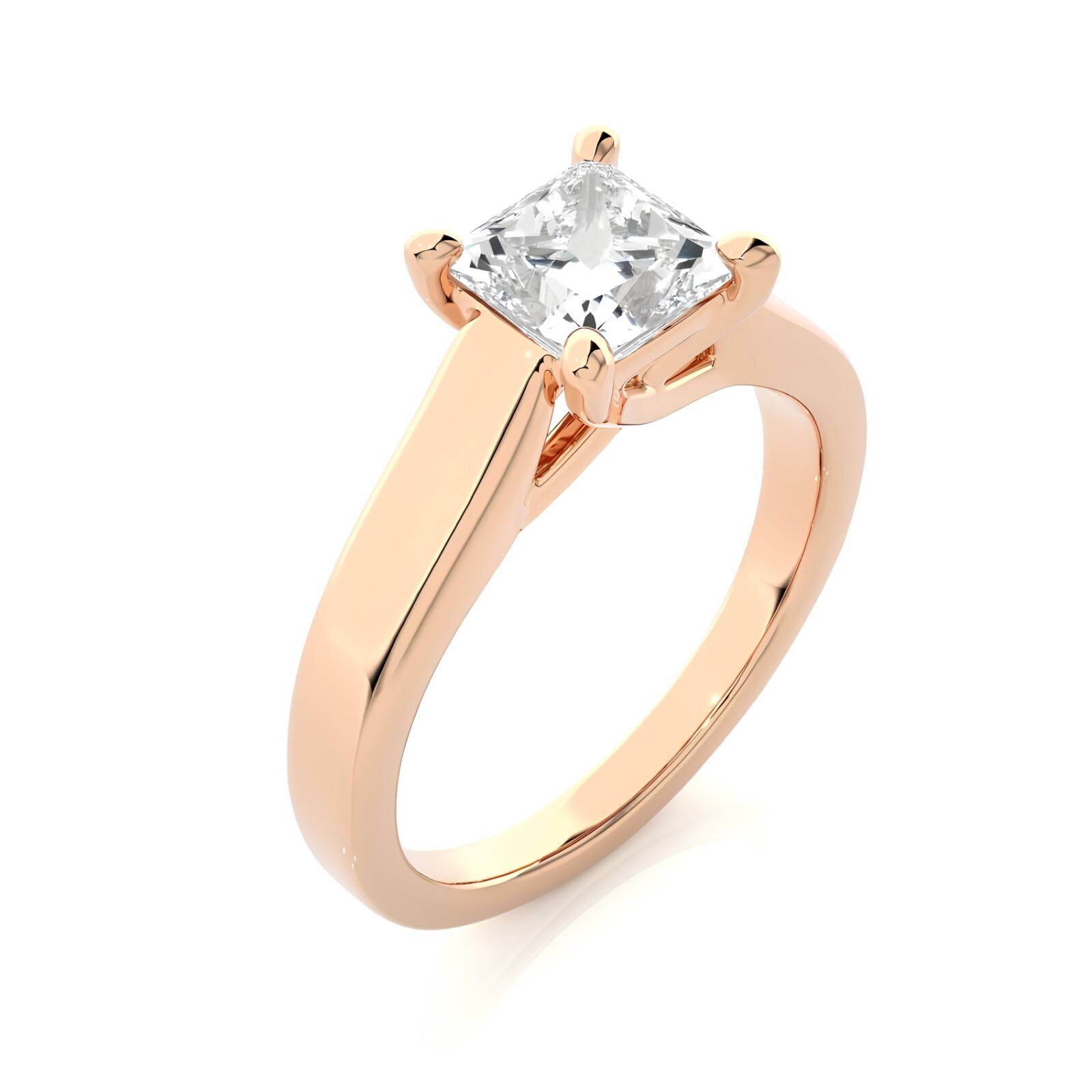 1.00 CT Princess Cut VSSI Lab Grown Diamond Women’s Wedding Ring 14k Yellow Gold