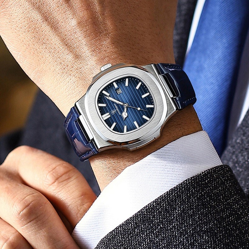 POEDAGAR Luxury Analog Men’s Watch Waterproof Luminous Leather Quartz Wristwatch