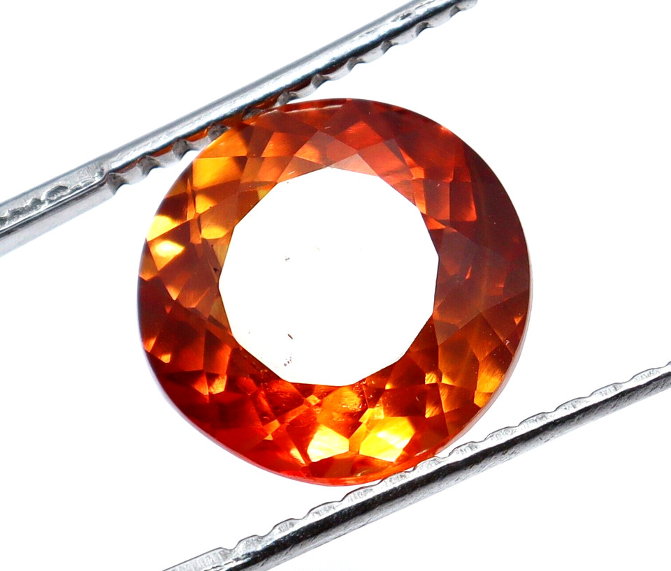 7.10 Ct Natural Orange Sapphire Round Cut Loose Certified Gemstone With Gift