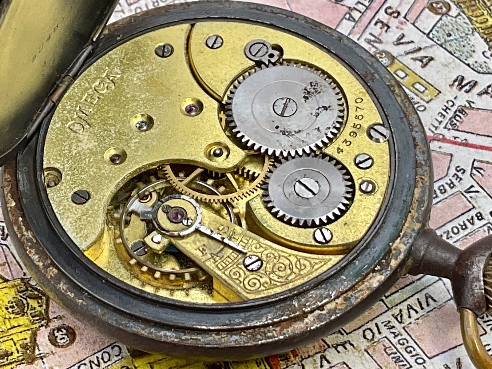 Omega . Ladislas Tunis . Rare Tunisian dealer. Brown iron .POCKET WATCH