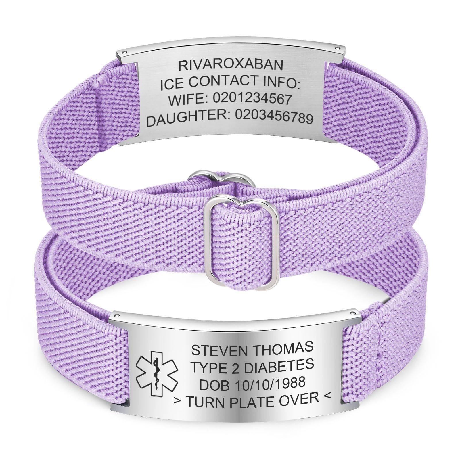 Free Engraving Personalized Medical Alert Bracelet Stainless Steel Wristband