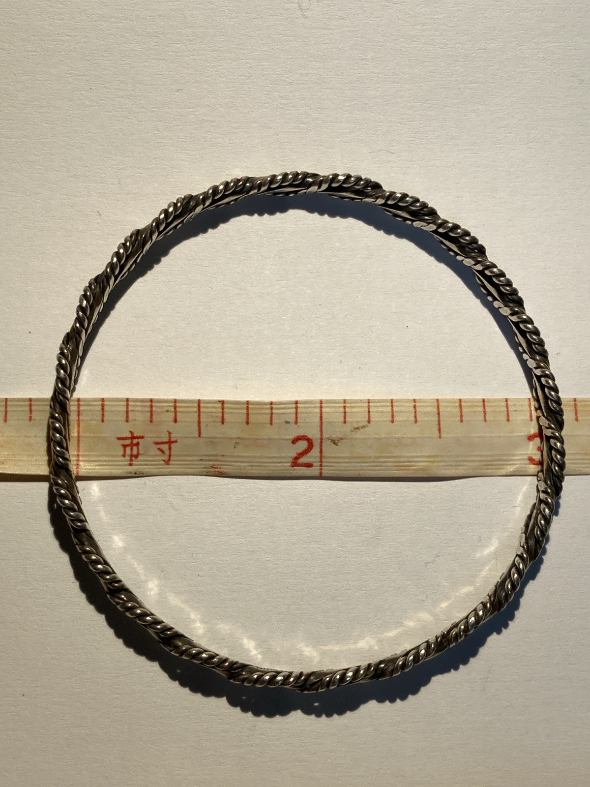 Bangle Bracelet Sterling 925 Silver Braided Rope 16 Grams 2 1/8 In Diameter m002