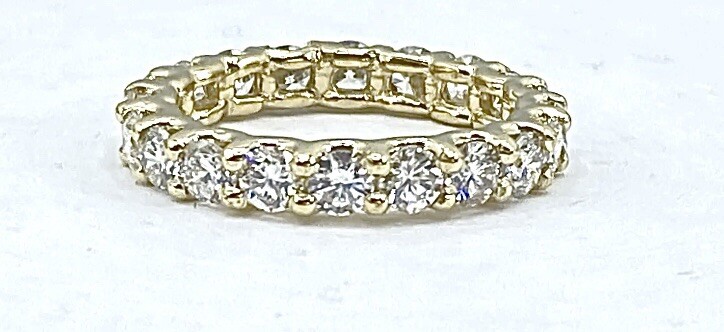 1.83 ct 21 x DIAMOND ETERNITY band ring SOLID 14k yellow GOLD size 6.5 VIDEO
