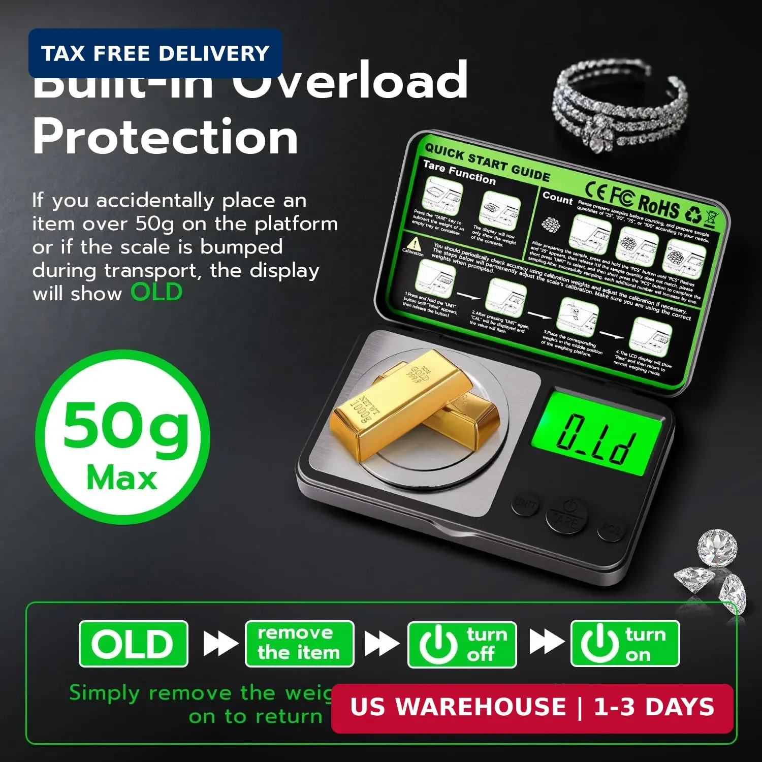 Wigearss Digital Milligram Scale 50g x 0.001g, Mini Precision Scale with Tare we