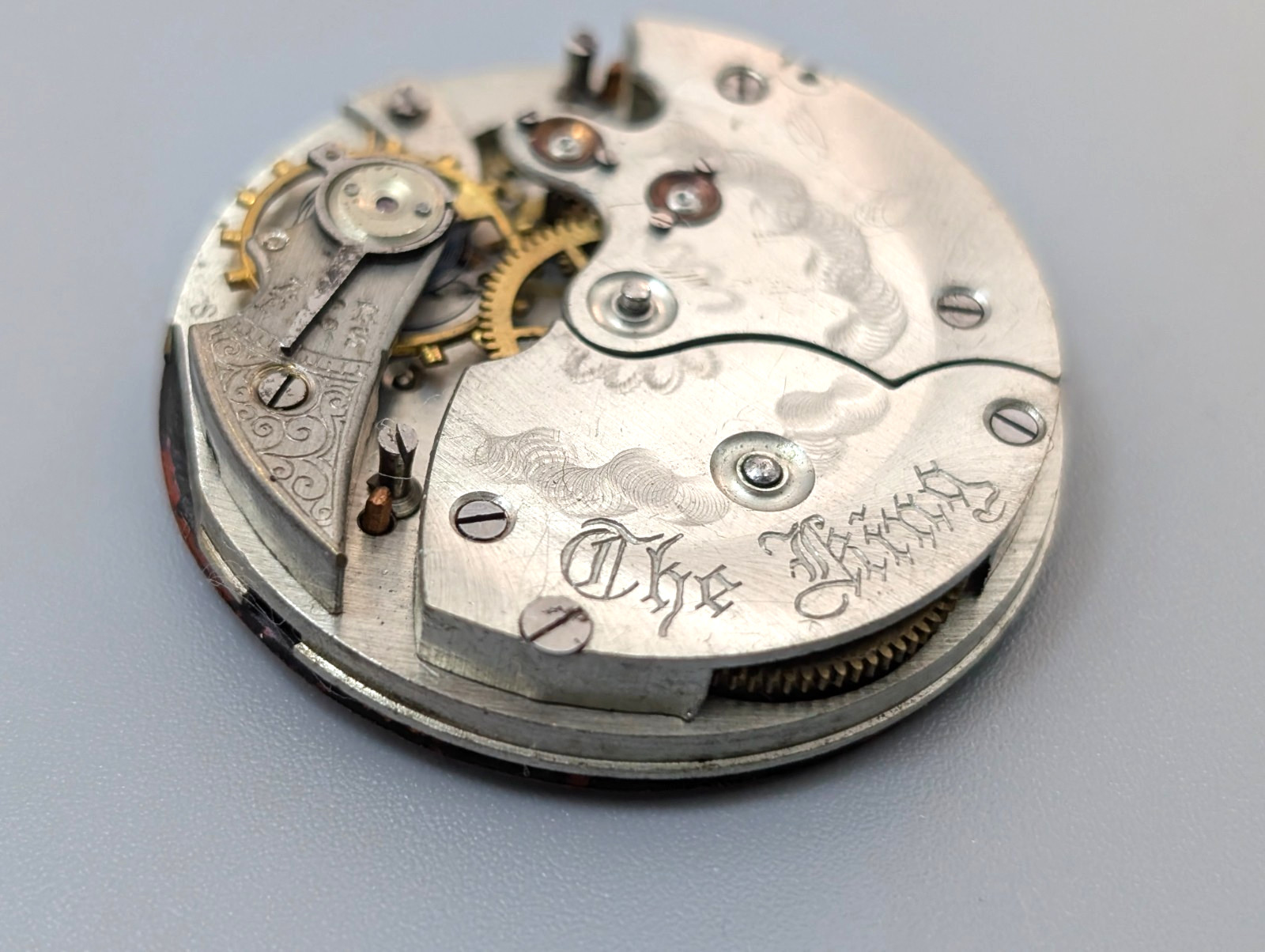 Vintage THE KING 35mm Swiss Made Formal Dress Pocket Watch Movement PARTS REPAIR