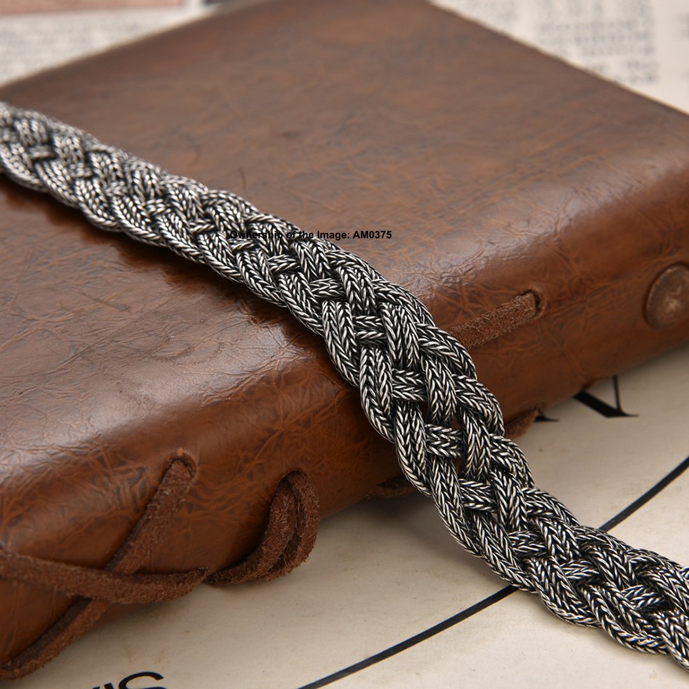 Pure 925 Sterling Silver Wide Wheat Link Chain Bracelet – Braided Spiga Design