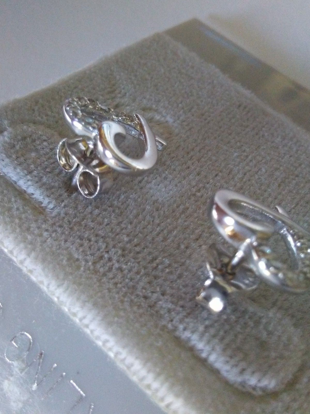 .925 STERLING SILVER Heart Earrings Micro paved cubic zirconia CZ new item