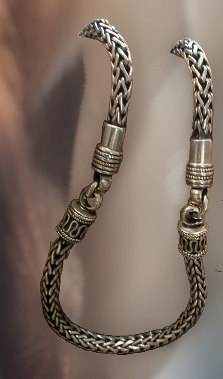 Sterling Silver 925 Bali Custom Chain 74grams 24inches Continuous NoClasp/NoLock