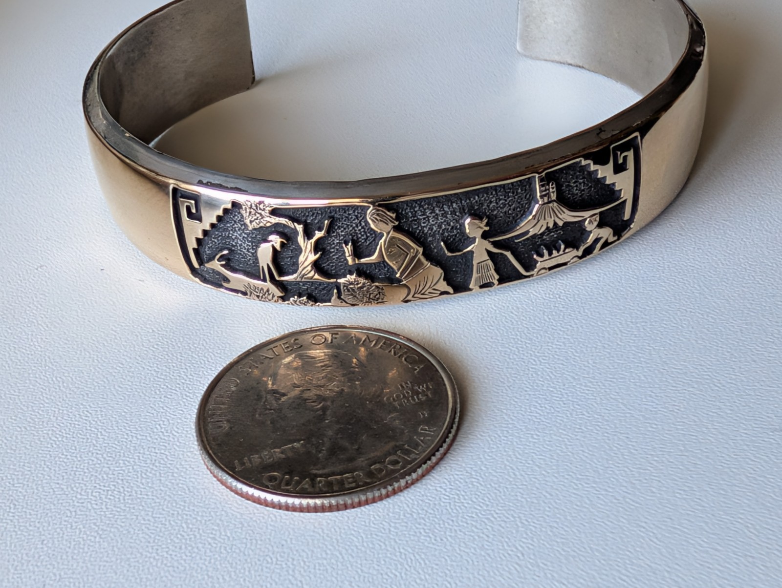Vintage Hyson Craig 14k Gold & Sterling Navajo Cuff – 45 grams