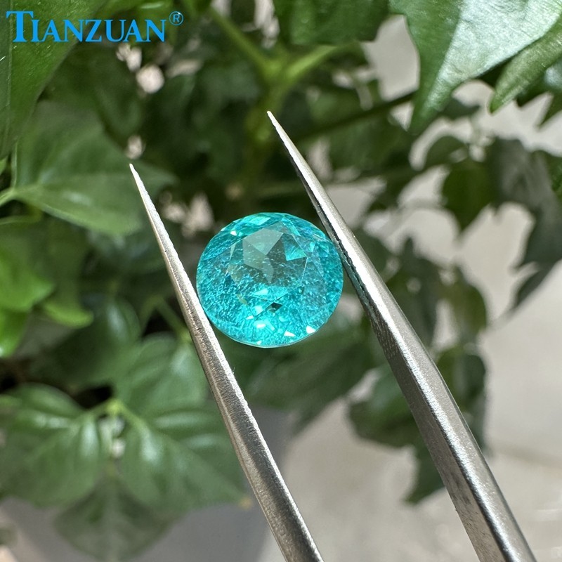Synthetic YAG Round Shape Neon Paraiba Color with inclusions loose Gemstones