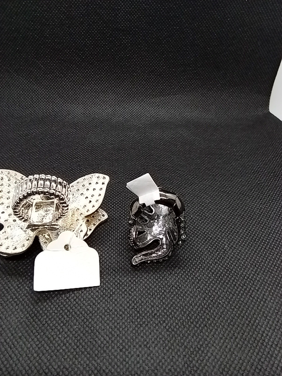 Chunky New Rhinestone Rings Butterfly Yellow White Silvertone Octopus Black Gray
