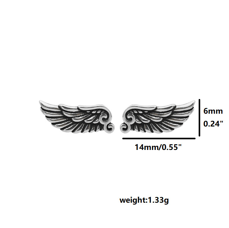 Angel Wings Feather Earrings 925 Sterling Silver Studs Retro Jewelry Gift PE41