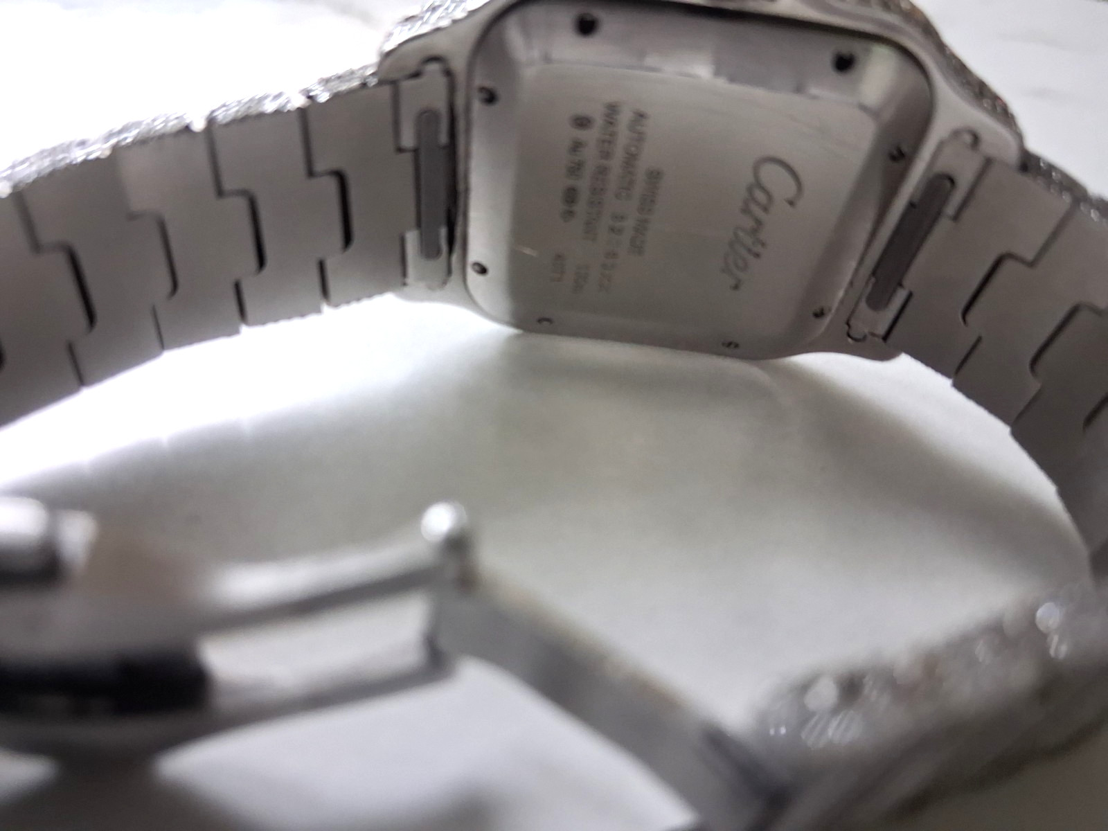 Cartier Santos Automatic Wristwatch – Iced Out – Needs Repair