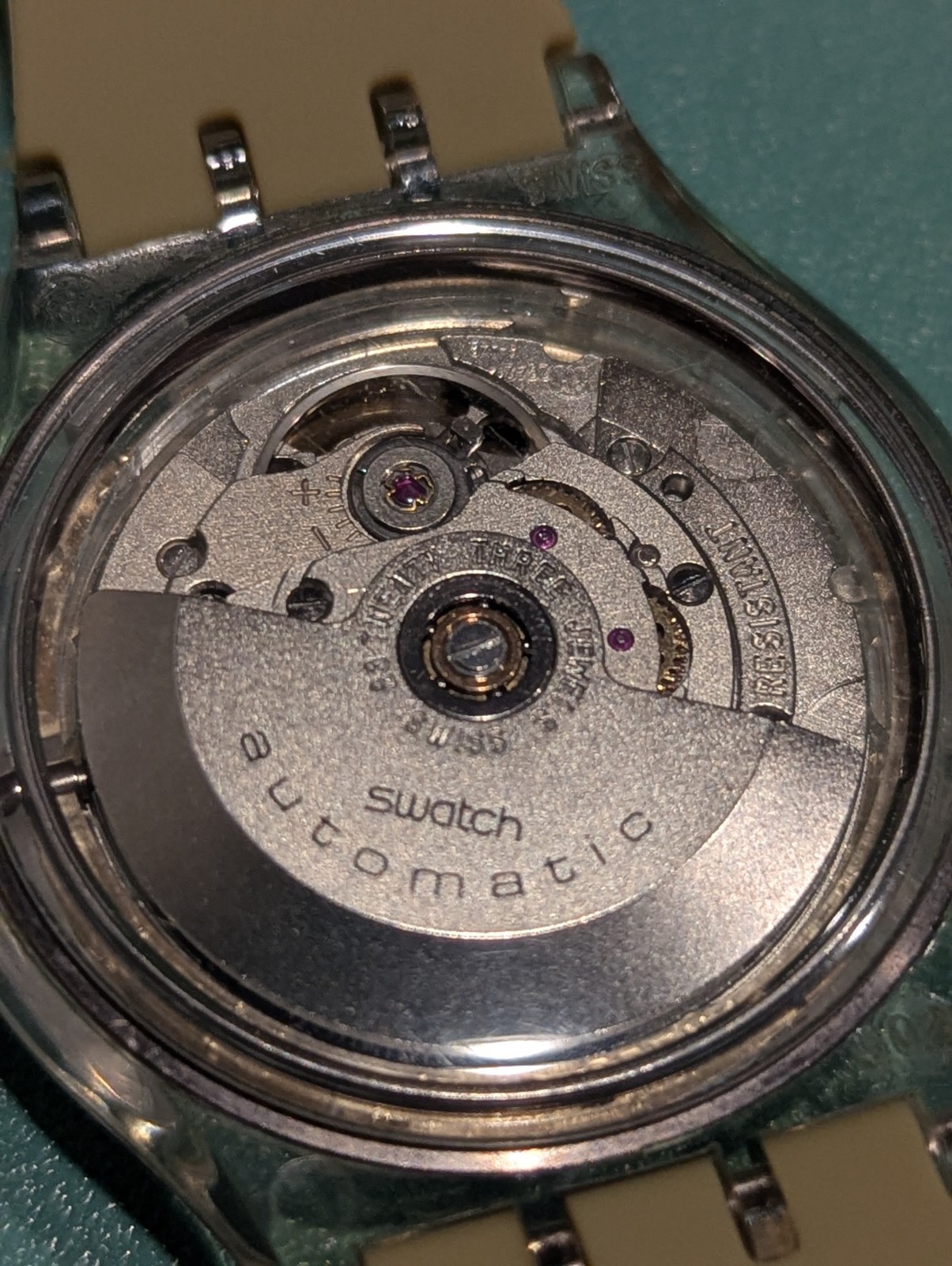 1995 Swatch Automatic 36mm Hidden View Sak117 Original Strap Runs & Keeps Time