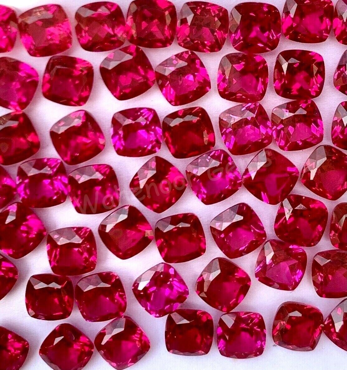50 Pcs Natural Red Mogok Ruby Cushion 6.00 MM Certified Treated Loose Gemstone